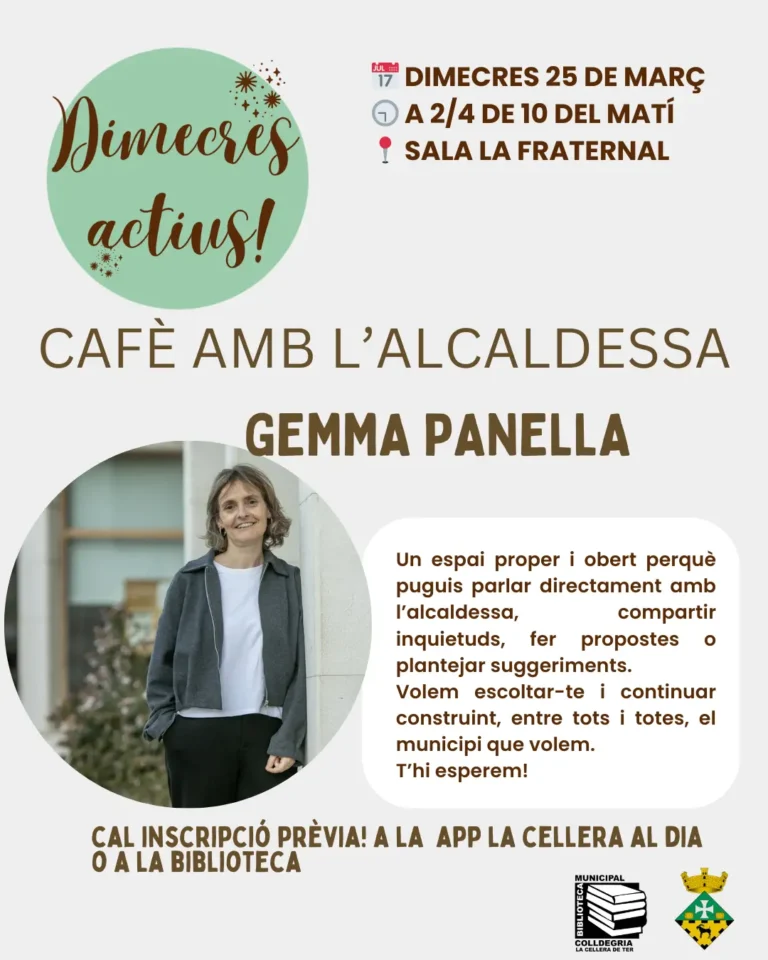 DIMECRES ACTIUS: CAFÈ AMB L’ALCALDESSA